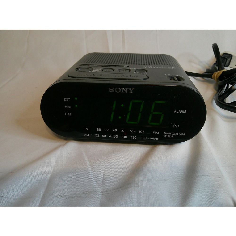 Sony Dream Machine Auto Time Set FM/AM Clock‎ Radio ICF-C218 Alarm Tested